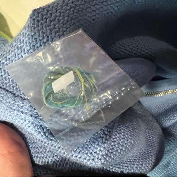 Stitches in Time Blue and Green Cardigan Sweater with Stitch detail Size Large - Picture 5 of 8